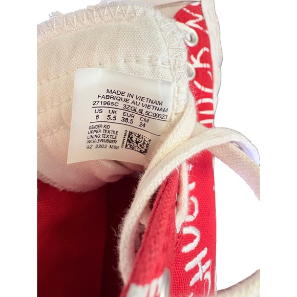 Converse Chuck Taylor All Star Unt1tl3d High Top Red White 271965C Kids Size 6 - Picture 7 of 8